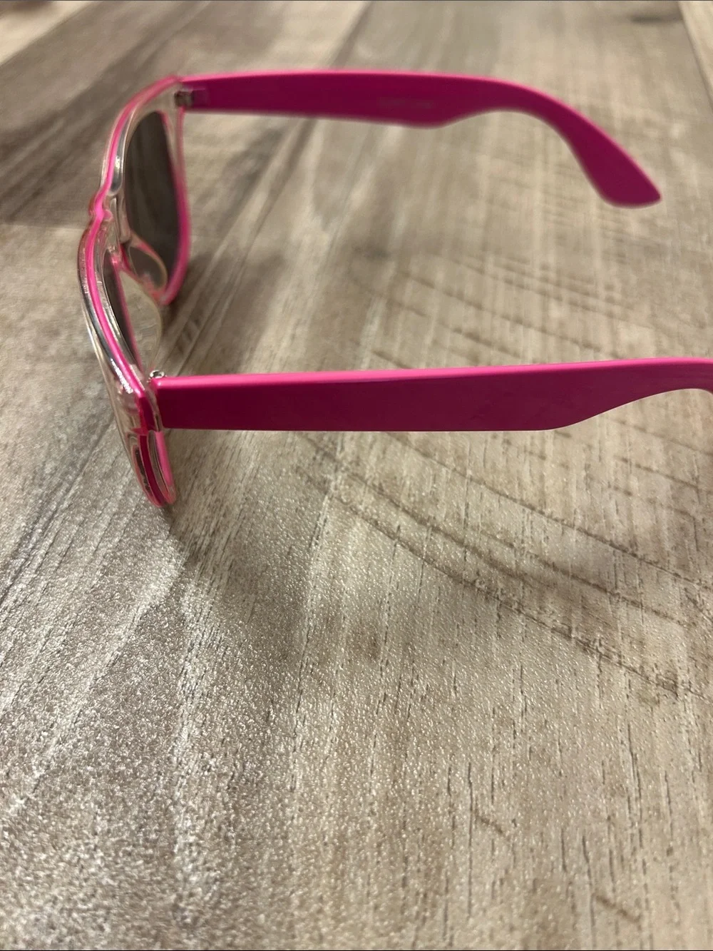 Pink Clear Frame Sunglasses with Amber Mirrored Lenses